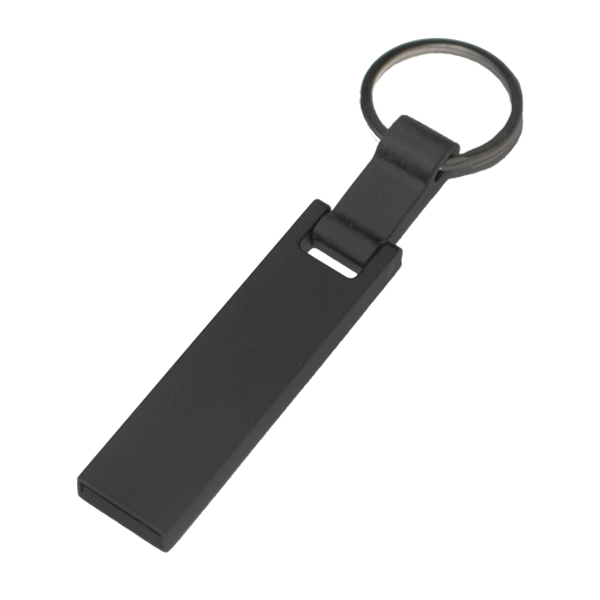 USB LLAVERO RECTANGULAR METALICO EN COLOR NEGRO DE 16 GB