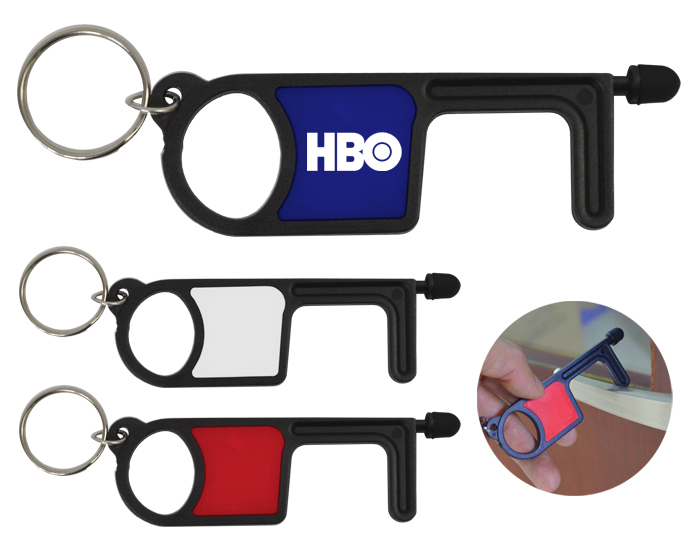 LLAVERO POINT DE PLASTICO CON TOUCH COLOR NEGRO CON CUADRO BLANCO