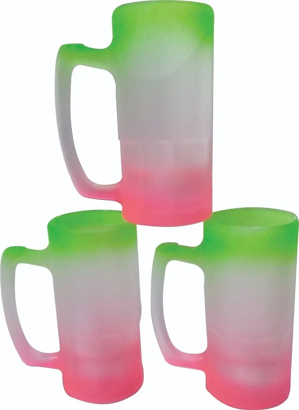 TARRO CERVECERO PARA SUBLIMACION GLASEADO TRICOLOR DE 16 ONZ.