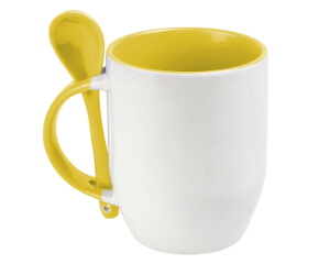 TAZA MAGGIE AMARILLA CON CUCHARA PARA SUBLIMAR