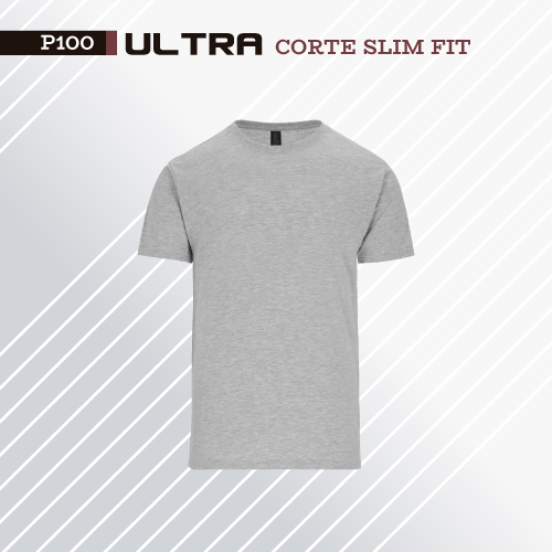 PLAYERA ULTRA C/R CORTE SLIM FIT COLOR GRIS JASPE (NO RESURTIBLE)