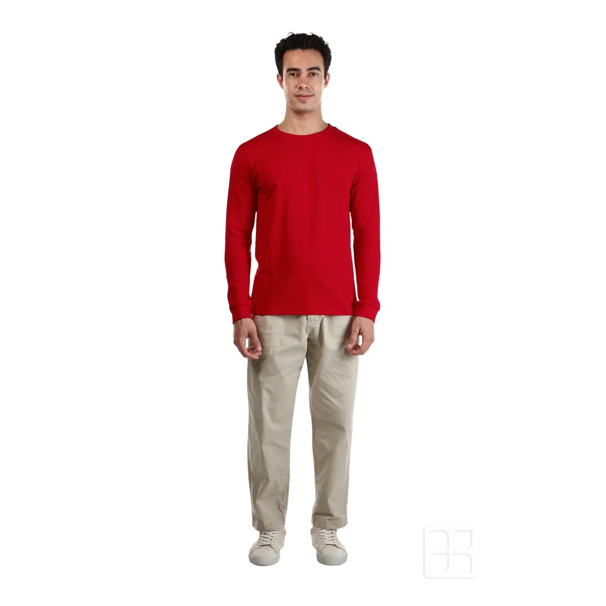 PLAYERA ROJO CUELLO REDONDO MANGA LARGA EUROCOTTON CABALLERO TALLA GRANDE